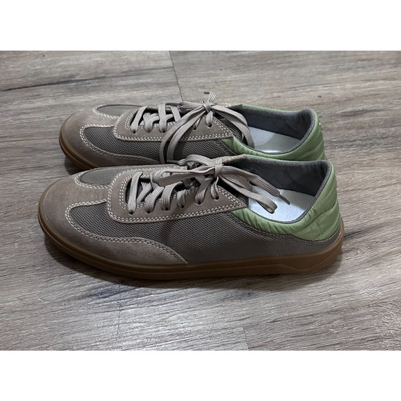 NWOB OLUKAI Punini Court Shoes Men’s 8 Suede Taupe Sage Leather Mesh Gum Sole - Picture 3 of 7